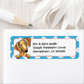 Étiquette Bateaux à voile bleu lisse Red Dachshund (En situation)