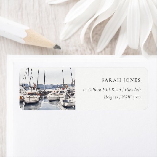 Étiquette Bateaux côtiers en boue à Harbour Seascape Adresse (En situation)