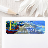 Étiquette Bateaux De Pêche Plage Saintes-Maries Van Gogh Fin (En situation)