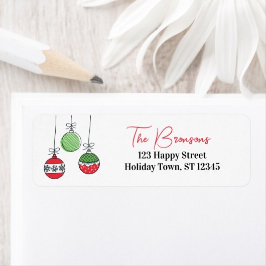 Étiquette Baubles de Noël rétro (En situation)