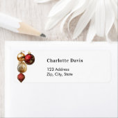 Étiquette Baubles en or rouge Noël adresse de retour (En situation)