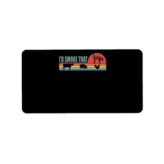 Étiquette BBQ Id Fumer Que Barbeque Retro (Devant)