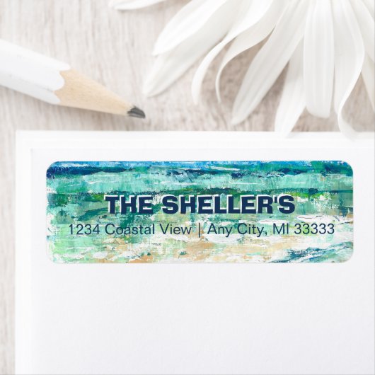 Étiquette Beach Art Vagues d'eau côtière Abstrait (En situation)