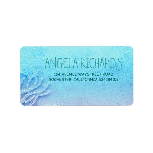 Étiquette Beach Coral Mariage Turquoise (Devant)