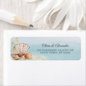 Étiquette Beach Ocean Tropical Shells Mariage Adresse de ret (En situation)
