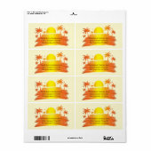 Étiquette Beach Palm Tree Sunset Tropical Personal Business (Feuille entière)