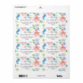 Étiquette Beach Seahorse Red Octopus Starfish Baby shower (Feuille entière)