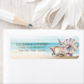 Étiquette Beach Seashells Aquarelle Nautique Adresse de reto (En situation)