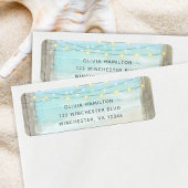 Étiquette Beach Wood String Lights Mariage Adresse de retour