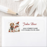Étiquette Beagle avec Snowman Christmas Retours Adresse<br><div class="desc">Ajoutez une joie saisonnière à votre courrier avec cet adorable Beagle avec l'étiquette d'adresse de retour Snowman! Avec un design Beagle et bonhomme de neige mignon,  ce étiquette festif est parfait pour les amoureux de les chiens qui envoient des cartes de Noël et des voeux de vacances</div>