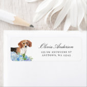 Étiquette Beagle Blue Hydrangea Adresse de retour (En situation)