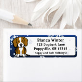 Étiquette Beagle de dessin animé d'hiver (En situation)