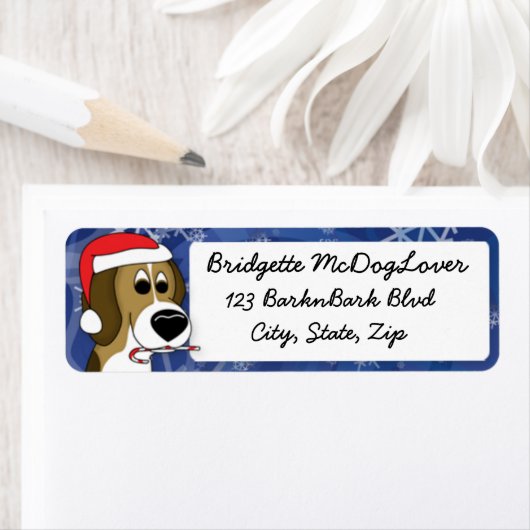 Étiquette Beagle de Noël (En situation)