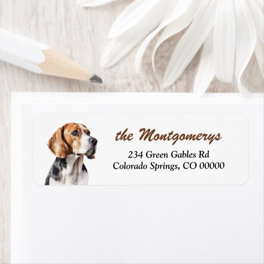 Étiquette Beagle Dog Portrait Return Address Label (En situation)