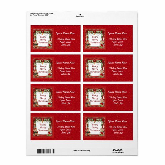 Étiquette Beary Joyeux Noël (Feuille entière)