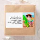 Étiquette Beau chat surfeur sur la plage (En situation)