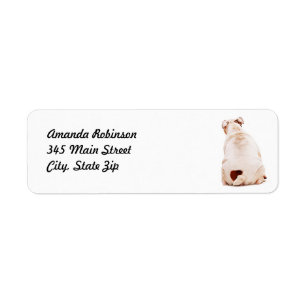 Étiquette Beau chien drôle blanc Bulldog