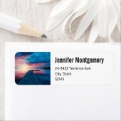 Étiquette Beau coucher de soleil sur une adresse calme lac (En situation)