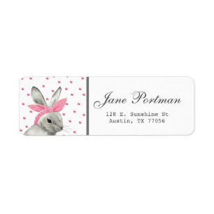 Étiquette Beau lapin personnalisé avec cabot rose