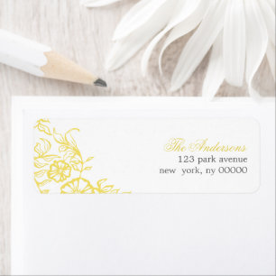 Étiquette Beau mariage floral jaune et gris
