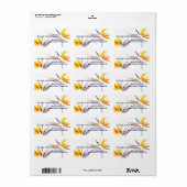 Étiquette Beau oiseau tropical de fleurs paradisiaques (Feuille entière)