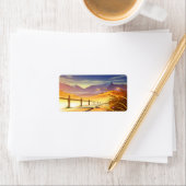 Étiquette Beau paysage de montagne (En situation)