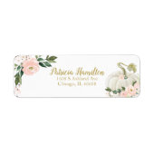 Étiquette Beau rose Floral Citrouille blanc Baby shower d'au (Devant)