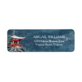 Étiquette Beau Temple Japonais Nighttime Nature Moderne (Devant)