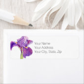 Étiquette Beau violet Iris Floral Adresse de retour Label (En situation)