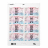 Étiquette Beauté moderne Pink Blue Cloud Ingrédients Produit (Feuille entière)