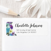 Étiquette Beautiful Modern Floral Script Nom Adresse de reto (En situation)