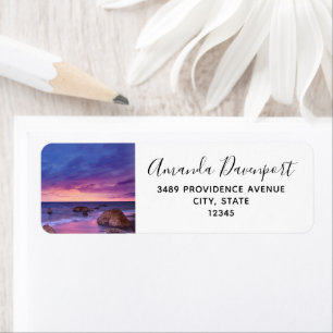 Étiquette Beautiful Sunset Coastal Photographie Adresse