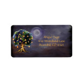 Étiquette Beautiful Tree with Lanterns Full Moon and Stars (Devant)