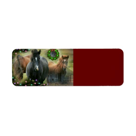 Étiquette Beaux chevaux et Noël rustique de la grange (Devant)