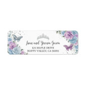 Étiquette Bébé bleu lilas pourpre Roses florales Adresse de  (Devant)