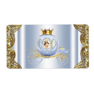 Étiquette Bébé Bleu or Prince Baby shower bouteille d'eau