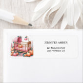 Étiquette Bébé Citrouille rose Bébé Rustique automne & feuil (En situation)