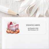 Étiquette Bébé Citrouille rose Bébé Rustique automne & feuil (En situation)