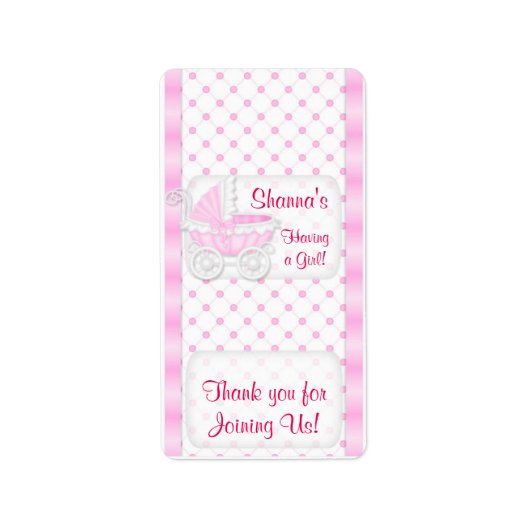 Étiquette Bébé Douche rose Hersheys Miniature Barre de bonbo (Devant)