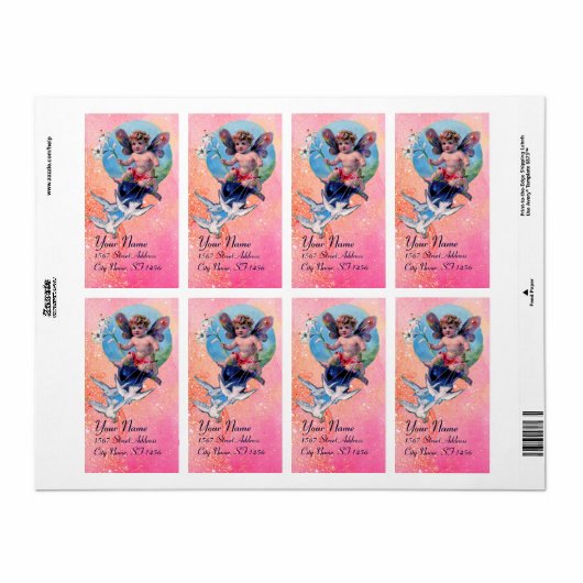 Étiquette BÉBÉ FAIRY AVEC DES POIDS EN ÉPARKLES, bleu rose (Feuille entière)