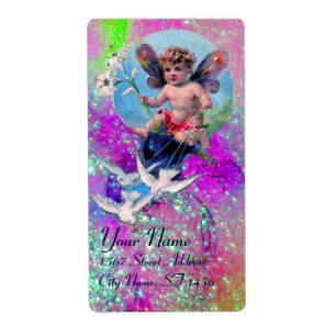 Étiquette BÉBÉ FAIRY AVEC DES POIDS EN SPARKLES violet rose