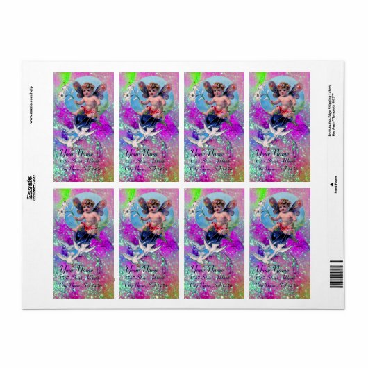 Étiquette BÉBÉ FAIRY AVEC DES POIDS EN SPARKLES violet rose (Feuille entière)
