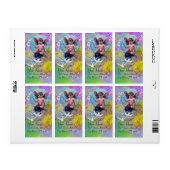 Étiquette BÉBÉ FAIRY AVEC DES POIGNES EN PARKLES violet vert (Feuille entière)