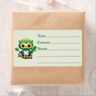 Étiquette Bébé Hibou Mignon St Patrick Dessin Animé