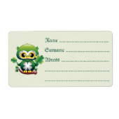 Étiquette Bébé Hibou Mignon St Patrick Dessin Animé (Devant)