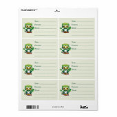 Étiquette Bébé Hibou Mignon St Patrick Dessin Animé (Feuille entière)