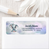 Étiquette Bébé mignon Blue Elephant Adresse de retour Label (En situation)