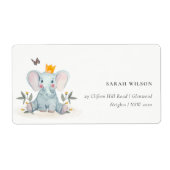 Étiquette Bébé mignon Elephant Foliage Woodland Kids Adresse (Devant)