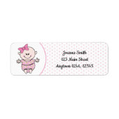 Étiquette Bébé mignonne Whimsical portant un cou rose (Devant)