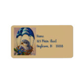 Étiquette Bébé oiseau flambant bleu Parachute Aquarelle Art (Devant)